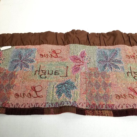 Live Laugh Love Tapestry Valance Set of 3 Burgundy Brown Leaves Harlequin Home - Picture 5 of 8